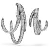 The Vienna Collection Ear Cuff Set (3) Feather, White, Ruthenium Plated