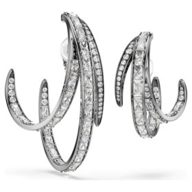 The Vienna Collection Ear Cuff Set (3) Feather, White, Ruthenium Plated