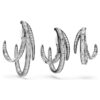 The Vienna Collection Ear Cuff Set (3) Feather, White, Ruthenium Plated