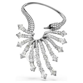 The Vienna Collection Ear Cuff Swan, White, Ruthenium Plated