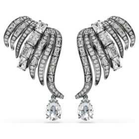 The Vienna Collection Ear Cuffs Feather, White, Ruthenium Plated