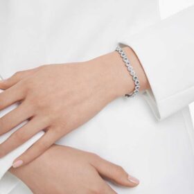 Una Angelic Bracelet Round Cut, Blue, Rhodium Plated