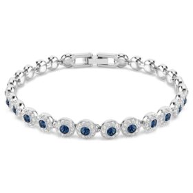 Una Angelic Bracelet Round Cut, Blue, Rhodium Plated