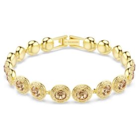 Una Angelic Bracelet Round Cut, Caramel, Gold-Tone Plated