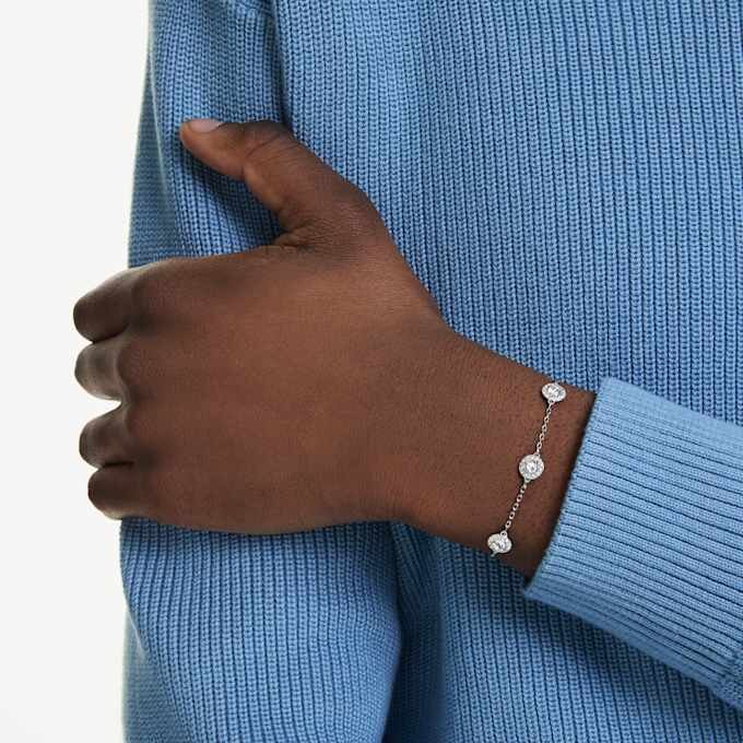 Una Angelic Bracelet Round Cut, Double Sided Motifs, White, Rhodium Plated Una Angelic Bracelet Round Cut, Double Sided Motifs, White, Rhodium Plated