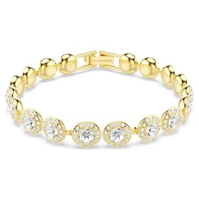 Una Angelic Bracelet Round Cut, Pavé, Medium, White, Gold-Tone Plated