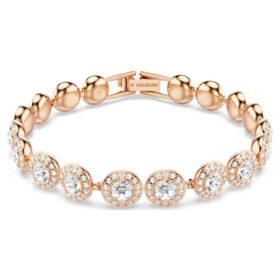 Una Angelic Bracelet Round Cut, Pavé, Medium, White, Rose Gold-Tone Plated