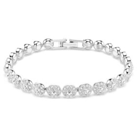 Una Angelic Bracelet Round Cut, Small, White, Rhodium Plated