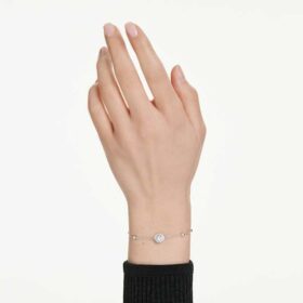 Una Angelic Bracelet Round Cut, White, Rhodium Plated