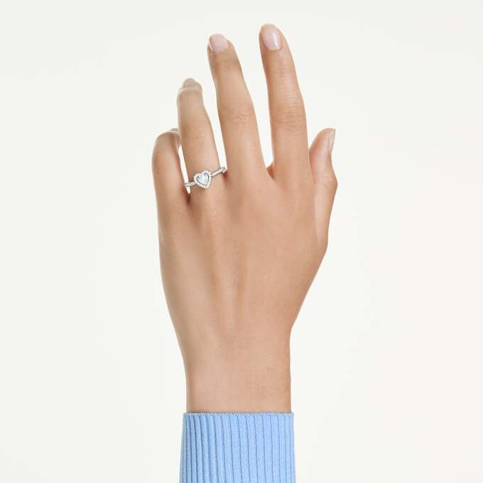Una Angelic Motif Ring Mixed Cuts, Heart, White, Rhodium Plated Una Angelic Motif Ring Mixed Cuts, Heart, White, Rhodium Plated