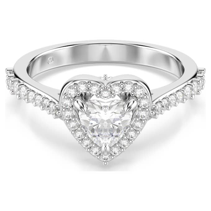 Una Angelic Motif Ring Mixed Cuts, Heart, White, Rhodium Plated Una Angelic Motif Ring Mixed Cuts, Heart, White, Rhodium Plated