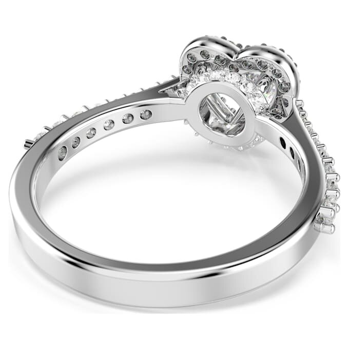 Una Angelic Motif Ring Mixed Cuts, Heart, White, Rhodium Plated Una Angelic Motif Ring Mixed Cuts, Heart, White, Rhodium Plated