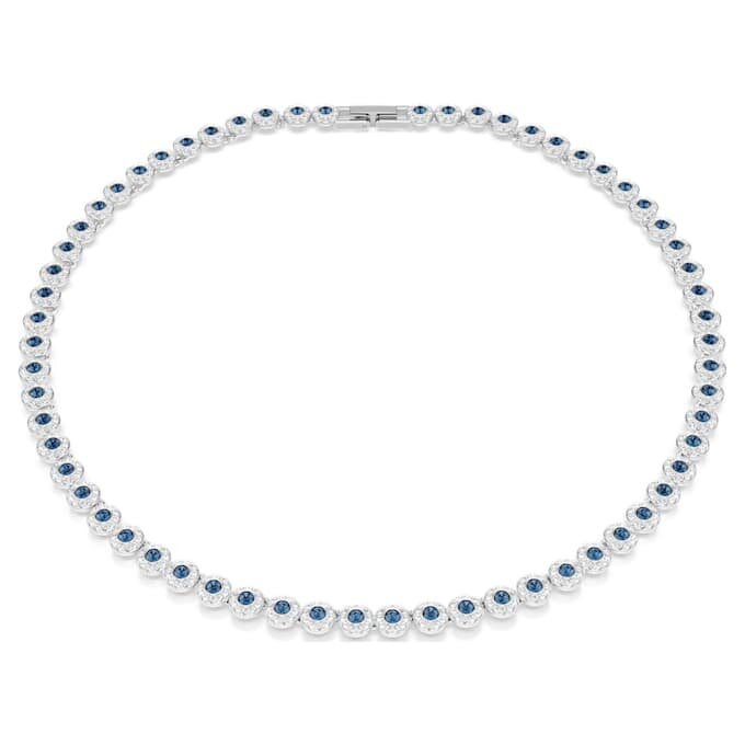 Una Angelic Necklace Round Cut, Blue, Rhodium Plated Una Angelic Necklace Round Cut, Blue, Rhodium Plated