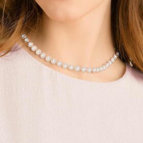 Una Angelic Necklace Round Cut, Medium, White, Rose Gold-Tone Plated Una Angelic Necklace Round Cut, Medium, White, Rose Gold-Tone Plated