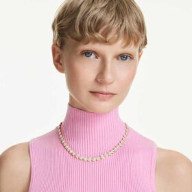 Una Angelic Necklace Round Cut, White, Gold-Tone Plated Una Angelic Necklace Round Cut, White, Gold-Tone Plated