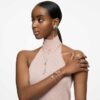 Una Angelic Drop Earrings Round Cut, Pavé, White, Rose Gold-Tone Plated Una Angelic Drop Earrings Round Cut, Pavé, White, Rose Gold-Tone Plated