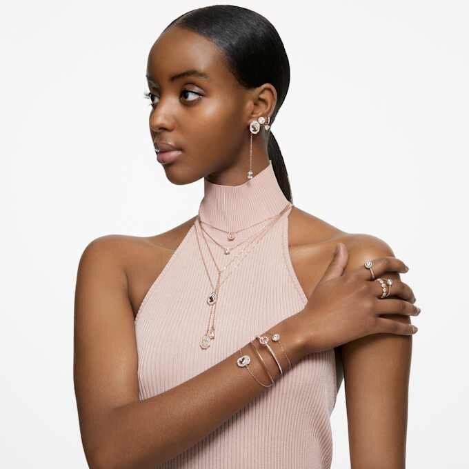 Una Angelic Drop Earrings Round Cut, Pavé, White, Rose Gold-Tone Plated Una Angelic Drop Earrings Round Cut, Pavé, White, Rose Gold-Tone Plated