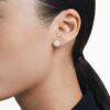 Una Angelic Stud Earrings Round Cut, Gold Tone, Gold-Tone Plated Una Angelic Stud Earrings Round Cut, Gold Tone, Gold-Tone Plated