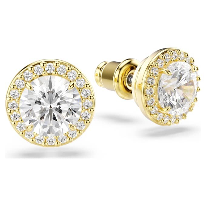 Una Angelic Stud Earrings Round Cut, Gold Tone, Gold-Tone Plated Una Angelic Stud Earrings Round Cut, Gold Tone, Gold-Tone Plated