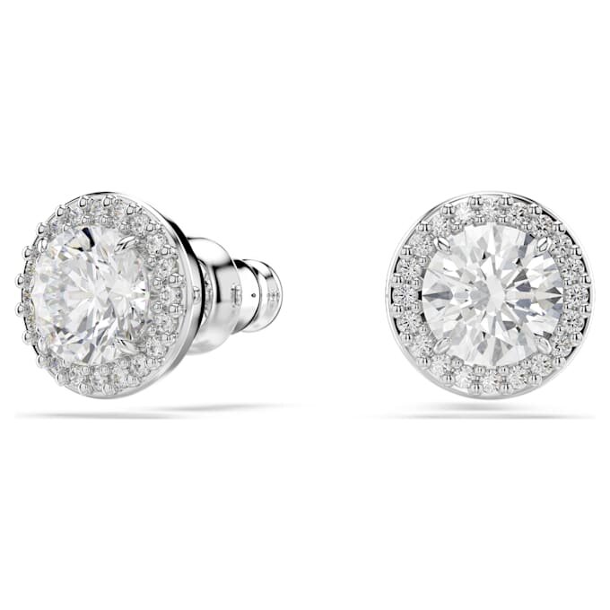 Una Angelic Stud Earrings Round Cut, Pavé, White, Rhodium Plated Una Angelic Stud Earrings Round Cut, Pavé, White, Rhodium Plated