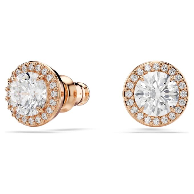 Una Angelic Stud Earrings Round Cut, Pavé, White, Rose Gold-Tone Plated Una Angelic Stud Earrings Round Cut, Pavé, White, Rose Gold-Tone Plated