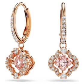 Una Drop Earrings Clover, Pink, Rose Gold-Tone Plated
