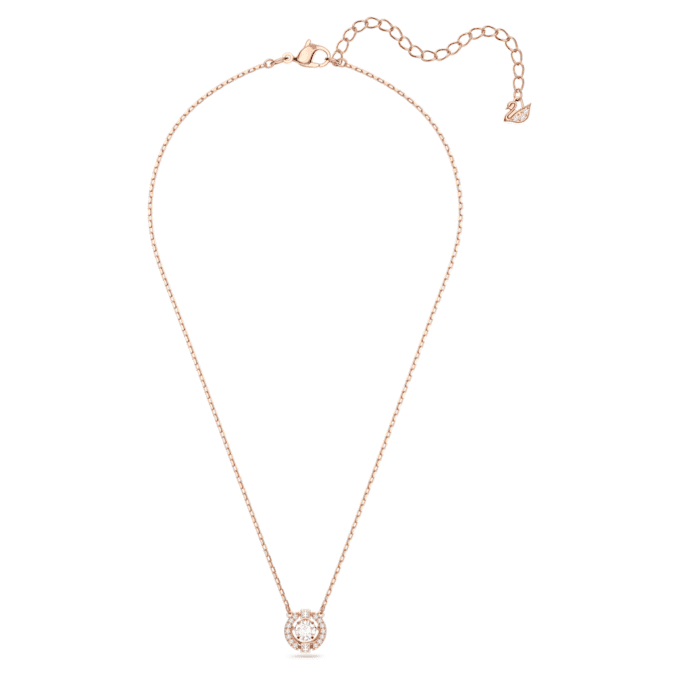 Una Necklace Round Cut, White, Rose Gold-Tone Plated Una Necklace Round Cut, White, Rose Gold-Tone Plated