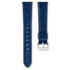 Watch Strap 16 Mm (0.63″) Width, Leather with Stitching, Blue, Stainless Steel